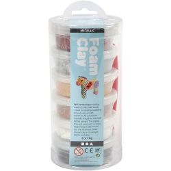 Foam Clay® Helmimassa, metallinen, ruskeat sävyt, 6x14 g/ 1 pkt