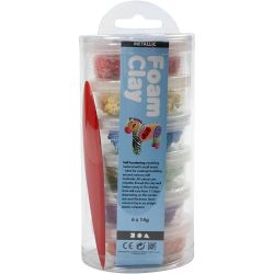 Foam Clay® Helmimassa, metallinen, vahvat värit, 6x14 g/ 1 pkt