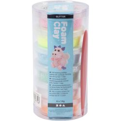 Foam Clay® Helmimassa, kimalle, pastellivärit, 6x14 g/ 1 pkt