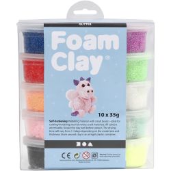 Foam Clay® Helmimassa, kimalle, värilajitelma, 10x35 g/ 1 pkt