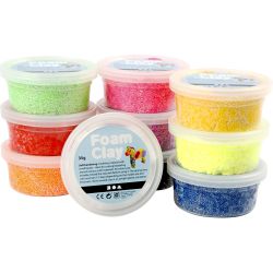 Foam Clay&reg; Helmimassa, v&auml;rilajitelma, 10x35 g/ 1 pkt